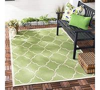 SAFAVIEH Alfombra Trellis para Interior y Exterior, colección Beachhouse, Pelo Corto, Color Oliva y Crema, 79 x 152 cm
