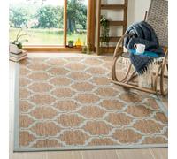 Safavieh Alfombra Trellis para Interior y Exterior, colección Courtyard, Pelo Corto, Color marrón y Aguamarina, 122 x 183 cm