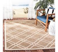 Safavieh Alfombra Trellis para Interior y Exterior, colección Courtyard, Pelo Corto, Color marrón y Hueso, 122 x 170 cm