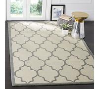 Safavieh Alfombra Trellis para salón, Comedor, Dormitorio, colección Cambridge, Pelo Corto, Color Marfil y Plateado, 91 x 152 cm