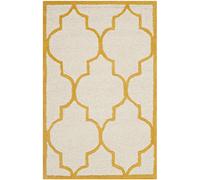 Safavieh Alfombra Trellis para salón, Comedor, Dormitorio, colección Cambridge, Pelo Corto, Color Marfil y Dorado, 91 x 152 cm