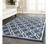 Safavieh Alfombra Trellis para salón, Comedor, Dormitorio, colección Cambridge, Pelo Corto, en Azul Marino y Marfil, 152 x 244 cm