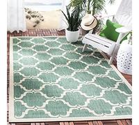 Safavieh Alfombra Trellis para salón, Comedor, Dormitorio, colección Courtyard, Pelo Corto, en Verde Oscuro y Beige, 79 x 152 cm