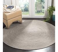 SAFAVIEH Alfombra Trenzada de 4 pies, Redonda, Marfil y Beige, algodón Tejido Hecho a Mano, Estilo Bohemio Reversible, Ideal para Sala de Estar, Dormitorio, Comedor (BRD256B)