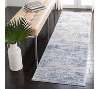 SAFAVIEH Amelia Collection ALA700A - Alfombra de Pasillo, 2'5.1 cm x 6', Marfil y Azul, diseño Abstracto Moderno, no desprende Pelusa, fácil Cuidado, Ideal para Zonas de Alto tráfico en Sala de Estar