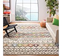 SAFAVIEH Amsterdam Collection AMS108K - Alfombra de área de 8 x 10 pies, Marfil y Multicolor, diseño marroquí Bohemio, no desprende Pelusa, fácil Cuidado, Ideal para Zonas de Alto tránsito en Sala de
