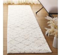 Safavieh Arizona Shag Collection ASG743A - Alfombra de Pasillo, 2 pies 3 Pulgadas x 8 pies, Marfil y Beige, diseño marroquí, no desprende Pelusa, fácil Cuidado, 1.6 Pulgadas de Grosor, Ideal para