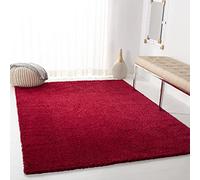 Safavieh August Shag Collection - Alfombra Decorativa, 3 x 5 pies, Color Rojo, diseño sólido, no desprende Pelusa, fácil Cuidado, 1.2 Pulgadas de Grosor, Ideal para Zonas de Alto tráfico en Entrada,