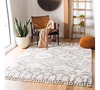 SAFAVIEH Berber Fringe Shag Collection Alfombra de área de 5 pies 3 pulgadas x 7 pies 6 pulgadas, color crema y gris, diseño marroquí, no desprende pelusa, fácil cuidado, 1.2 pulgadas de grosor, ideal