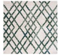 SAFAVIEH Berber Shag Collection Alfombra Decorativa Cuadrada de 3 pies, Marfil y Verde, diseño marroquí, no desprende Pelusa, fácil Cuidado, 1.2 Pulgadas de Grosor, Ideal para Sala de Estar,