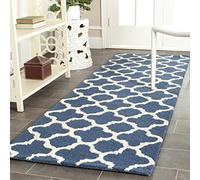 Safavieh Bessa Alfombra con Textura, Lana, Azul Marino/Marfil, 60 x 243 x 1.27 cm