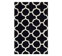 Safavieh Bessa Alfombra con Textura, Lana, Negro/Marfil, 60 x 243 x 1.27 cm
