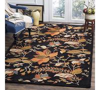 Safavieh Blossom Collection BLM913B - Alfombra cuadrada de lana de primera calidad hecha a mano, color negro y multi (6 pies cuadrados)
