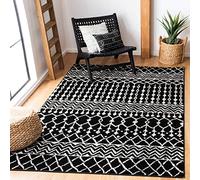 Safavieh Boho Chic TUL270 - Alfombra Rectangular Tejida para Interiores (122 x 183 cm), Color Negro y Marfil