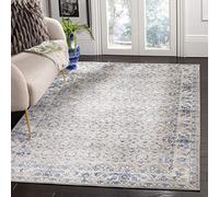 Safavieh Brentwood Collection Alfombra de área de 5 pies 3 Pulgadas x 7 pies 6 Pulgadas, Gris Claro y Azul, diseño Oriental Desgastado, no desprende Pelusa, fácil Cuidado, Ideal para Zonas de Alto