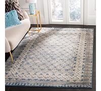 Safavieh Brentwood Collection - Alfombra Tradicional para salón, Comedor, Dormitorio, Pelo Corto, Gris Claro y Azul, 122 x 183 cm