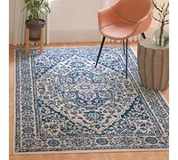 Safavieh Brentwood Collection BNT832 - Alfombra Rectangular Tradicional Tejida para Interiores, Color Azul Marino y Gris Claro, 91 x 152 cm, para salón, Dormitorio o Cualquier Espacio Interior