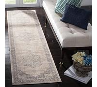 SAFAVIEH Brentwood Collection BNT865B Medallón Envejecido, 2 x 6 pies, Color Crema/Gris, no desprende Pelusa, para Sala de Estar, Entrada, vestíbulo, Pasillo, Dormitorio