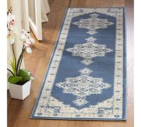 Safavieh Brentwood Collection BNT865N Medallion - Camino Envejecido, 2 x 6 pies, Color Azul Marino y Crema