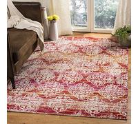 Safavieh Bright & Modern Alfombra para Interior y Exterior - Colección Montage, Pelo Corto, en Rosa y Multicolor, 155 x 229 cm
