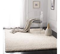 SAFAVIEH California Shag Collection Alfombra cuadrada de 4 pies, marfil, no desprende pelusa, fácil cuidado, 2 pulgadas de grosor, ideal para zonas de alto tránsito en sala de estar, dormitorio (SG151
