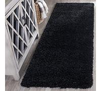 Safavieh California Shag Collection Alfombra de Pasillo, 2 pies 3 Pulgadas x 7 pies, Color Negro, no desprende Pelusa, fácil Cuidado, 2 Pulgadas de Grosor, Ideal para Zonas de Alto tráfico en Sala de