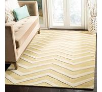 Safavieh Cambridge Collection - Alfombra Decorativa de 4 x 6 pies, Color Dorado Claro y Marfil, Lana cheurón Hecha a Mano, Ideal para Zonas de Alto tráfico en Entrada, Sala de Estar, Dormitorio