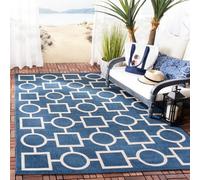 Safavieh "Capri Indoor/Outdoor Alfombra, Azul/Beige, 78 x 152 x 0,64 cm-p, Polipropileno, Navy/Beige, 120 x 160 cm