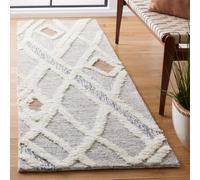 Safavieh Casablanca Collection - Alfombra de Pelo Corto, Color Gris y Marfil, 69 x 183 cm