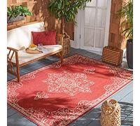 Safavieh Catriona - Alfombra Multiusos para Interiores y Exteriores, Polipropileno, 90 x 150 cm, Color Rojo y Crema