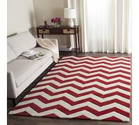 Safavieh Chatham Collection CHT715G - Alfombra Decorativa de 4 x 6 pies, Color Rojo y Marfil, Lana cheurón Hecha a Mano, Ideal para Zonas de Alto tráfico en Entrada, Sala de Estar, Dormitorio