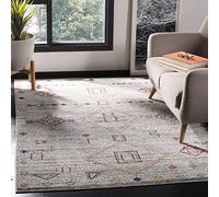 Safavieh Colección Adirondack - Alfombra de área, 5 pies 1 pulg x 7 pies 6 pulg, Gris Claro y Rojo, diseño Tribal marroquí Bohemio y Rojo, no desprende Pelusa, fácil Cuidado, p/Zonas de Alto tránsito
