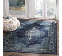 Safavieh colección Vintage Premium vtg122 - 2330 Oriental de transición Azul Marino Envejecido Seda Viscosa Zona Alfombra (2 'x 3'), Seda sintética, Navy Viscose, 5'3" X 7'6"