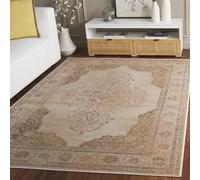 Safavieh colección Vintage Premium vtg122 - 2330 Oriental de transición Azul Marino Envejecido Seda Viscosa Zona Alfombra (2 'x 3'), Microfibra, Crema, 5'3" X 7'6"