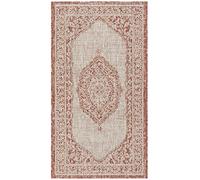 Safavieh Courtyard Collection - Alfombra Decorativa de 2 pies 7 Pulgadas x 5 pies, Color Beige Claro y Terracota, no desprende Pelusa, fácil Cuidado, para Interiores y Exteriores, Lavable, Ideal para