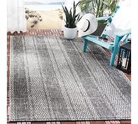 Safavieh Courtyard Collection - Alfombra Decorativa de 2 pies 7 Pulgadas x 5 pies, Gris Claro y Negro, no desprende Pelusa, fácil Cuidado, para Interiores y Exteriores, Lavable, Ideal para Patio