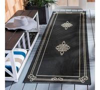 Safavieh Courtyard Collection - Alfombra geométrica para Interior y Exterior, Impermeable, 69 x 201 cm, Color Negro y Crema
