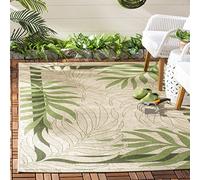 Safavieh Courtyard Collection CY7836 - Alfombra de Polipropileno para Interiores y Exteriores, fácil de Limpiar, para Patio, Patio, Porche, Cubierta, Barro, moqueta de Acento, Color Crema y Verde