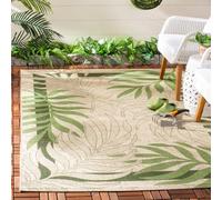 Safavieh Courtyard Collection CY7836 - Alfombra para Interiores y Exteriores, antipelusas, Antimanchas, Polipropileno, Color Crema y Verde