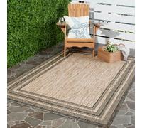 SAFAVIEH Courtyard Collection CY8475 - Alfombra para vestíbulo de Patio Trasero para Interiores y Exteriores, 5 pies 3 x 7 pies, Color Natural y Negro