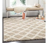 Safavieh Dallas Shag Collection - Alfombra de Pelo Alto, Color Beige y Marfil, 122 x 183 cm