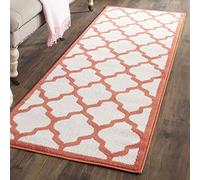 Safavieh Derby Indoor/Outdoor Alfombra, sintético, Beige/Naranja, 68 x 213 x 0,64 cm