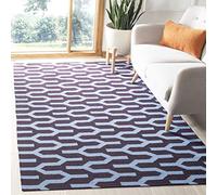 Safavieh Dhurrie Tapis, Alfombra Tejida Plana, algodón de Lana, Color Plateado y Marfil