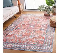 Safavieh Distressed - Alfombra Lavable a máquina y Antideslizante, Ideal para Zonas de Mucho tráfico, colección Arizona, Pelo Corto, Rojo y Azul, 200 x 300 cm