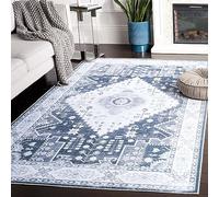 Safavieh Distressed - Alfombra Lavable a máquina y Antideslizante, Ideal para Zonas de Mucho tráfico, colección Arizona, Pelo Corto, Gris y Marfil, 160 x 230 cm