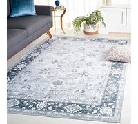 Safavieh Distressed - Alfombra Lavable a máquina y Antideslizante, Ideal para Zonas de Mucho tráfico, colección Arizona, Pelo Corto, Gris y Marfil, 200 x 300 cm