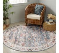 Safavieh Distressed - Alfombra Lavable a máquina y Antideslizante, Ideal para Zonas de Mucho tráfico, colección Arizona, de Pelo Corto, Color Verde y Beige, 183 x 183 cm