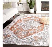 Safavieh Distressed - Alfombra Lavable a máquina y Antideslizante, Ideal para Zonas de Mucho tráfico, colección Arizona, Pelo Corto, Rojo y Marfil, 160 x 230 cm