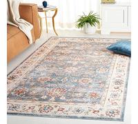 Safavieh Distressed - Alfombra Lavable a máquina y Antideslizante, Ideal para Zonas de Mucho tráfico, colección Arizona, de Pelo Corto, Color Verde y Beige, 183 x 183 cm