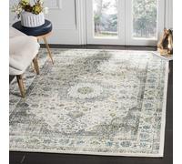Safavieh Evoke Collection EVK220B - Alfombra de área de 5'7.6 cm x 7'15.2 cm, Gris y Dorado, diseño de medallón Oriental, no desprende Pelusa, fácil Cuidado, Ideal para Zonas de Alto tránsito en Sala